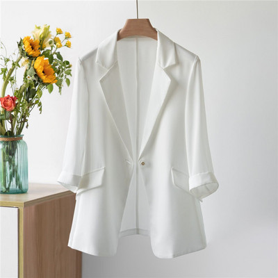 Chiffon Women Blazer 2023 Νέα Κορεάτικη καλοκαιρινή μόδα Λεπτό μανίκι τριών τετάρτων Γυναικείο παλτό Γυναικείο αντηλιακό