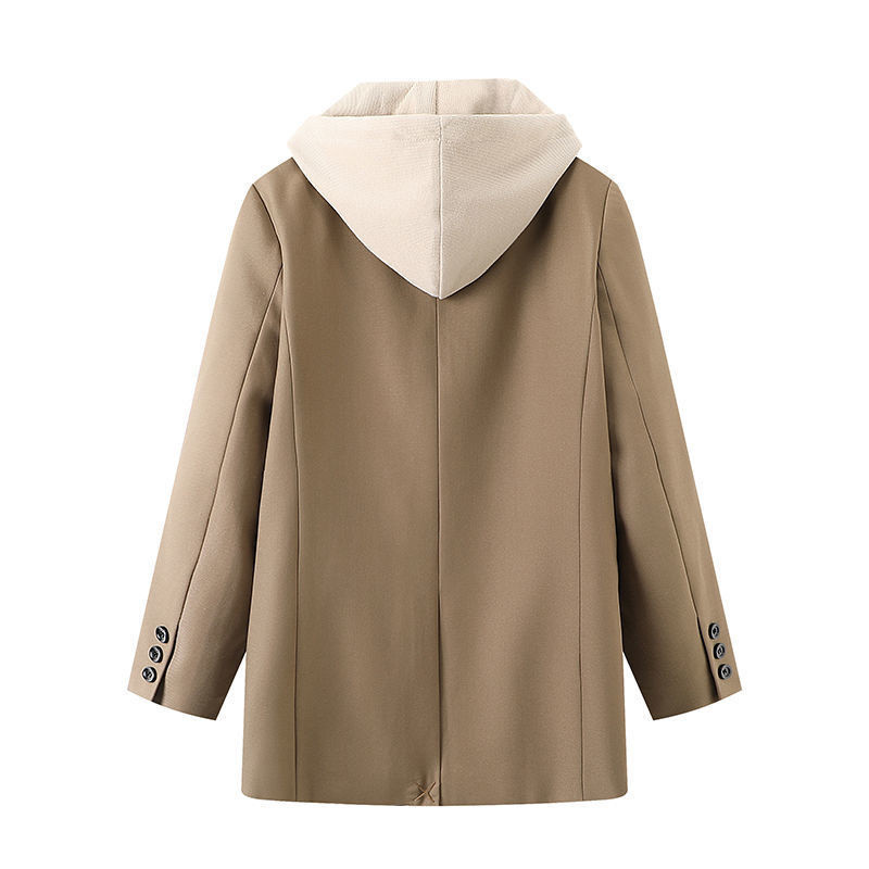 Ανοιξιάτικα φθινοπωρινά γυναικεία μπουφάν Μόδα χακί κουκούλα Γυναικείο παλτό Νέο κορεατικό φαρδύ διπλό στήθος Casual Wild Ladies Blazer Top