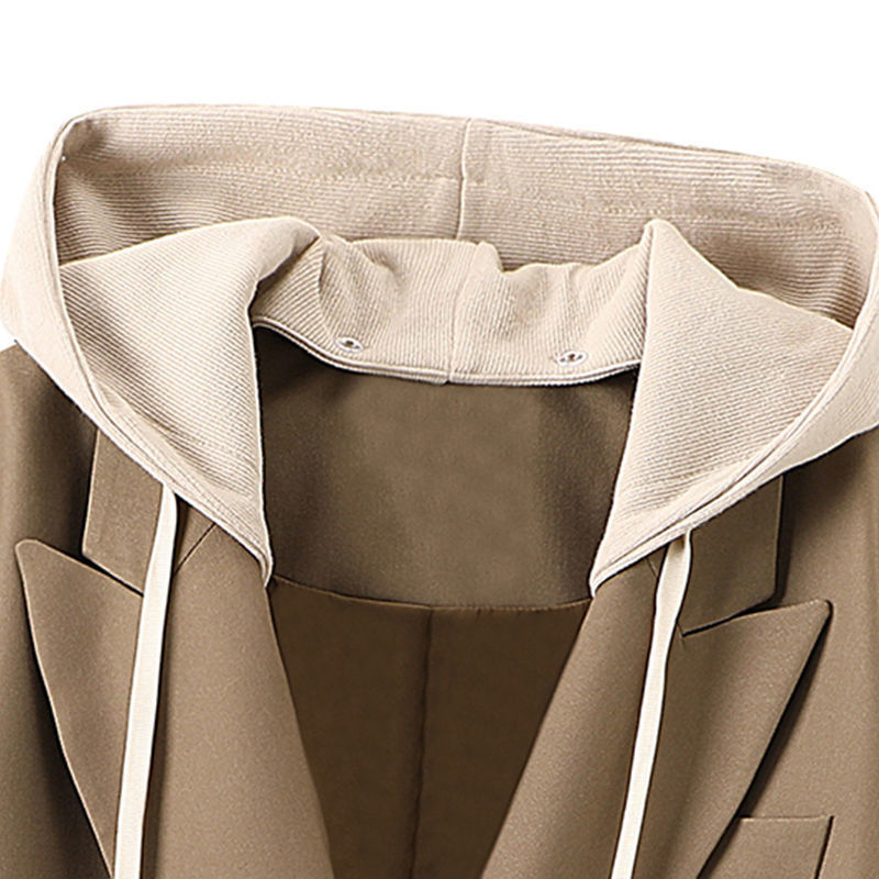 Ανοιξιάτικα φθινοπωρινά γυναικεία μπουφάν Μόδα χακί κουκούλα Γυναικείο παλτό Νέο κορεατικό φαρδύ διπλό στήθος Casual Wild Ladies Blazer Top