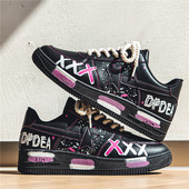 Μόδα Graffiti Skateboard Παπούτσια Ανδρική Πλατφόρμα Μαύρα με κορδόνια Ανδρικά Αθλητικά Παπούτσια Άνετα αντιολισθητικά παπούτσια Skateboarding για άνδρες