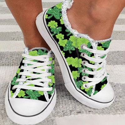 Tenisice za proljeće ljeto Ženske sportske cipele s cvjetnim printom neravnih rubova na vezivanje Ravne platnene cipele Ženske vulkanizirane cipele Mokasine