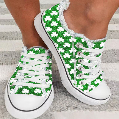 Tenisice za proljeće ljeto Ženske sportske cipele s cvjetnim printom neravnih rubova na vezivanje Ravne platnene cipele Ženske vulkanizirane cipele Mokasine