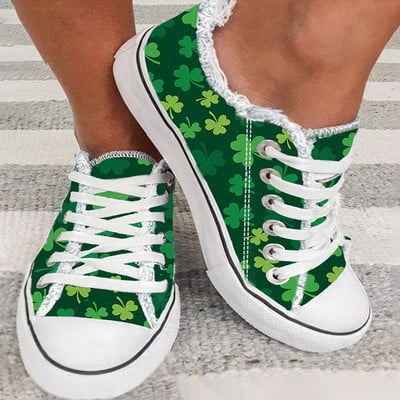 Tenisice za proljeće ljeto Ženske sportske cipele s cvjetnim printom neravnih rubova na vezivanje Ravne platnene cipele Ženske vulkanizirane cipele Mokasine