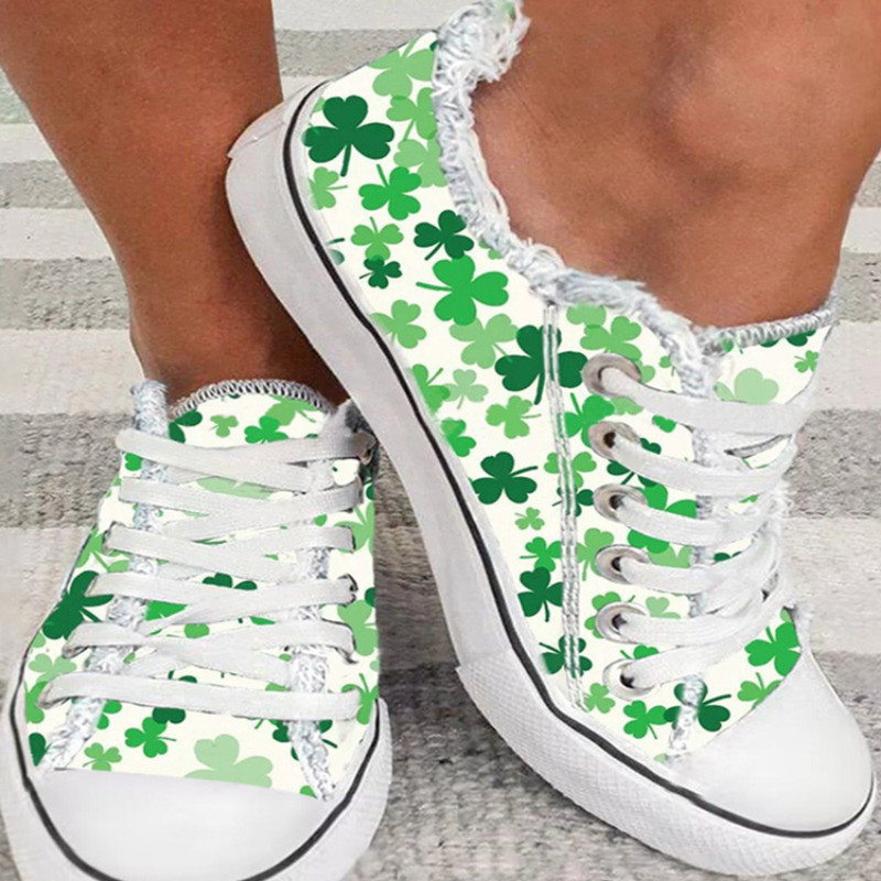 Tenisice za proljeće ljeto Ženske sportske cipele s cvjetnim printom neravnih rubova na vezivanje Ravne platnene cipele Ženske vulkanizirane cipele Mokasine