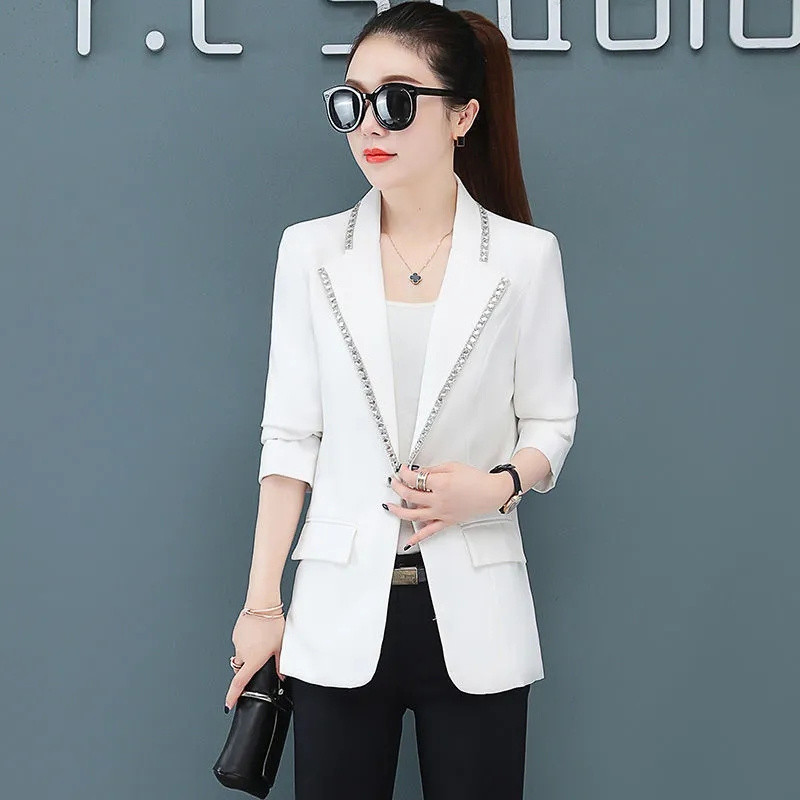 Γυναικείο σακάκι σακάκι 2023 Νέο ανοιξιάτικο φθινόπωρο Κορεάτικο μακρυμάνικο κοστούμι casual μόδας, επενδεδυμένο με διαμάντι, γυναικείο παλτό σακάκι