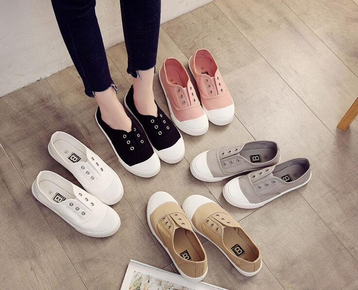 Νέα παπούτσια καμβά για κορίτσια που αναπνέουν ανοιξιάτικα/φθινοπωρινά πάνινα παπούτσια Γυναικεία καλοκαιρινά παπούτσια μπαλαρίνες slip-on