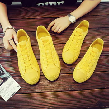 Ανδρικά παπούτσια καμβά Mango Yellow Bright Yellow Fashion Sneakers Lace Up 39-44 Λευκά casual παπούτσια όλα ταιριάζουν ωραίας ποιότητας Στρογγυλή κεφαλή