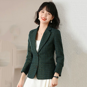 Blazer Γυναικεία Άνοιξη Φθινόπωρο Νέο 2022 Μόδα μακρυμάνικο καρό κοστούμι casual γυναικείο σακάκι κορεατικό κοντό κοστούμι Γυναικείο outerwe