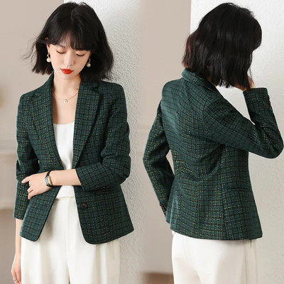 Ženski sako, proljeće jesen, novo 2022., modni karirani ležerni kaput s dugim rukavima, ženski korejski kratki sako, ženska vanjska strana