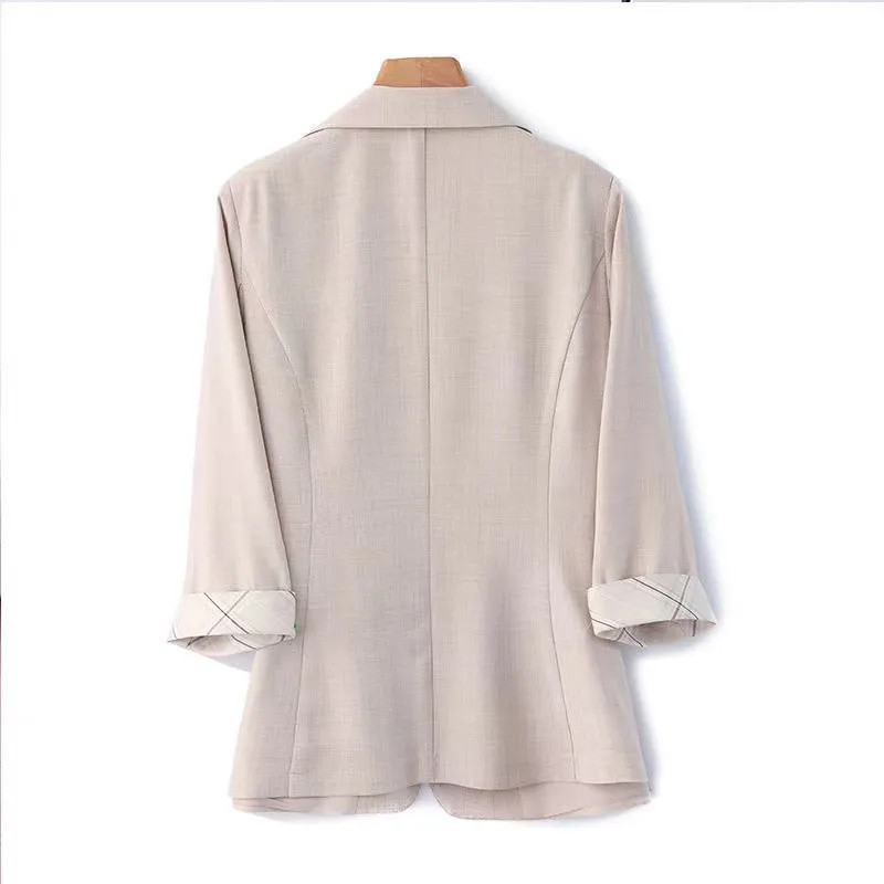 Γυναικείο Blazer Άνοιξη Καλοκαίρι 2023 Νέο Κορεάτικο μανίκι τριών τετάρτων με ένα κουμπί λεπτό κοντό λεπτό κοστούμι Γυναικεία μπλουζάκια