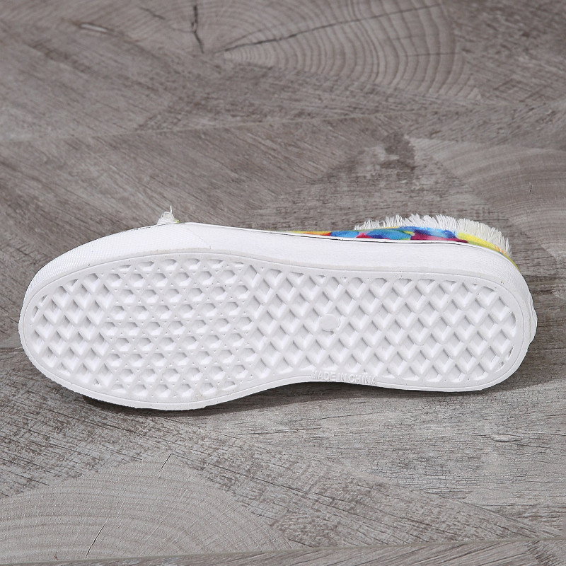 2023 Γυναικεία παπούτσια καμβά φθινοπωρινά καθημερινά γυναικεία ίσια παπούτσια Στρογγυλά παπούτσια με αφηρημένη πολύχρωμη εκτύπωση Ακατέργαστα πάνινα παπούτσια με κορδόνια