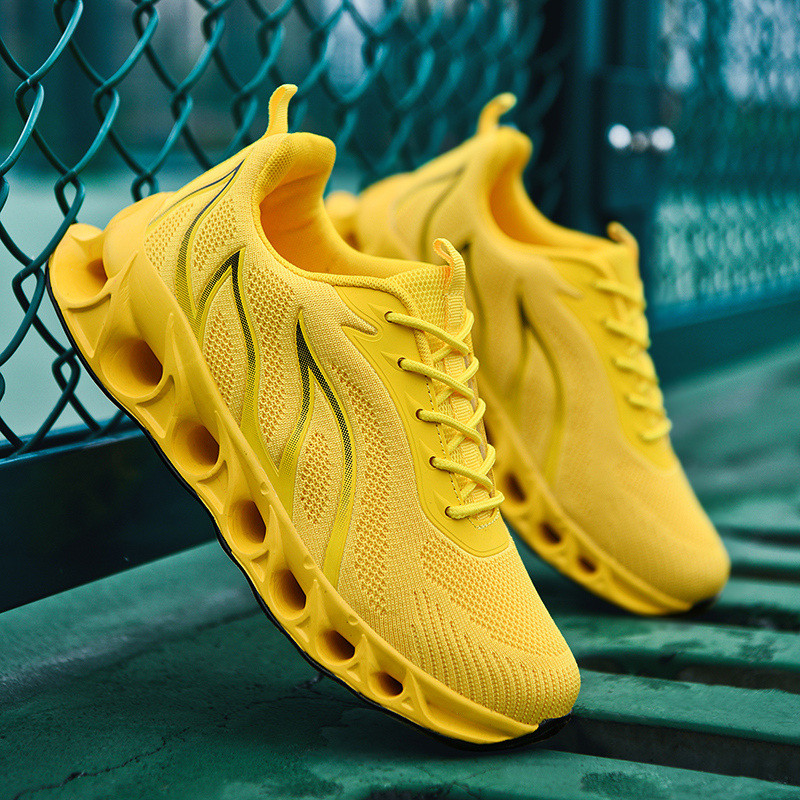 Brändi meeste leektrükiga tossud, lendavad kangast spordijalatsid Mugavad jooksujalatsid meeste välijalatsid, suur suurus 47