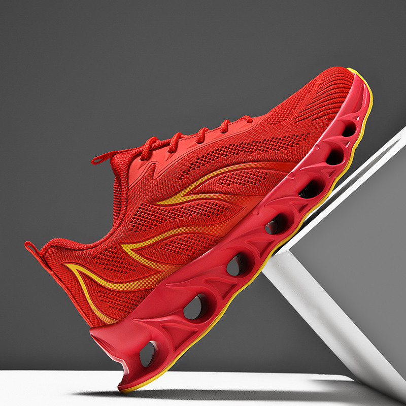 Brändi meeste leektrükiga tossud, lendavad kangast spordijalatsid Mugavad jooksujalatsid meeste välijalatsid, suur suurus 47