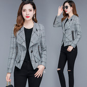 Kevad-sügis Korea jakk Naiste bleiser 2023, uus moodne ruuduline naiste ülikond, lühike vaba vabaaja ülerõivad, naiste bleiserid