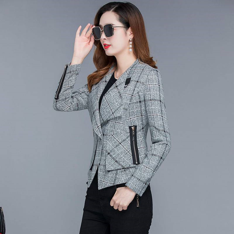 Kevad-sügis Korea jakk Naiste bleiser 2023, uus moodne ruuduline naiste ülikond, lühike vaba vabaaja ülerõivad, naiste bleiserid