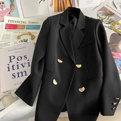 Jesenski ženski sako Novi 2023. Modni britanski stil dugih rukava Ležerni uredski poslovni sako s dvostrukim kopčanjem Ženska vanjska strana