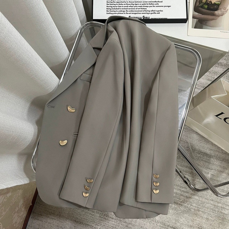 Jesenski ženski sako Novi 2023. Modni britanski stil dugih rukava Ležerni uredski poslovni sako s dvostrukim kopčanjem Ženska vanjska strana