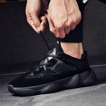 Мъжки маратонки Дишащи мрежести корейски обувки Модни стари обувки черни бели вулканизирани обувки мъжки маратонки плоски