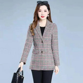 Κορεάτικο μακρυμάνικο Casual Blazer Γυναικεία 2023 Νέα μόδα Επαγγελματικά καρό κοστούμια Γυναικεία εργασία Γραφείο Γυναικεία σακάκια Μπουφάν Παλτό