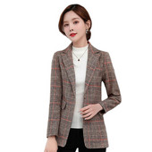 Ανοιξιάτικο φθινόπωρο μόδας κοντό σακάκι γυναικείο κορεάτικο μακρυμάνικο κουμπιά καρό γραφείο casual κοστούμι Γυναικείο επαγγελματικό σακάκι