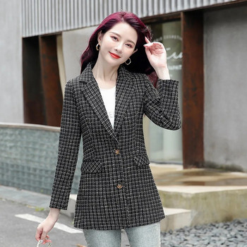 2023 Νέο κορεατικό καρό τουίντ Γυναικεία σακάκια με μακρυμάνικο Κομψό Γυναικείο Γυναικείο κοστούμι Γυναικείας Γυναικείας φόρμας Υπερβαίνοντας τα Γυναικεία Casual Slim Lady Blazers