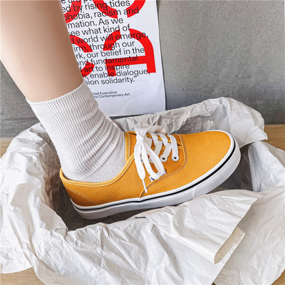 Γυναικεία πάνινα πάνινα γυναικεία μονόχρωμα παπούτσια για εξωτερικούς χώρους μονόχρωμα ρηχά παπούτσια τένις Γυναικεία streetwear Lace Up Vulcanize παπούτσια