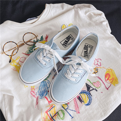 Γυναικεία πάνινα πάνινα γυναικεία μονόχρωμα παπούτσια για εξωτερικούς χώρους μονόχρωμα ρηχά παπούτσια τένις Γυναικεία streetwear Lace Up Vulcanize παπούτσια