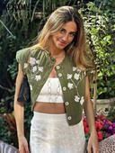 TRAF 2023 Κεντημένα Γιλέκα Γυναικεία Νέα Μόδα Αμάνικα Μπουφάν Γυναικείο Γιλέκο Φαρδιά Καλοκαιρινό Βαμβακερό y2k Μπλούζες Street Waiscoat