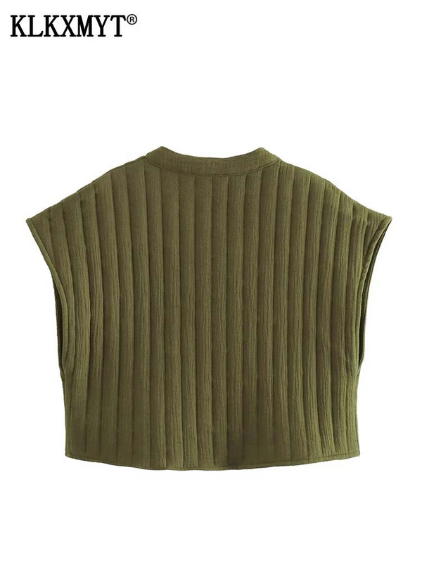 TRAF 2023 Κεντημένα Γιλέκα Γυναικεία Νέα Μόδα Αμάνικα Μπουφάν Γυναικείο Γιλέκο Φαρδιά Καλοκαιρινό Βαμβακερό y2k Μπλούζες Street Waiscoat