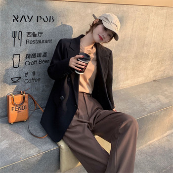 Ψεύτικο κοστούμι δύο κομματιών με κουκούλα Γυναικείο παλτό 2022 Νέο φθινοπωρινό κορεατικό φαρδύ μακρυμάνικο Casual Wild Office Blazer Μπουφάν γυναικείο outwear