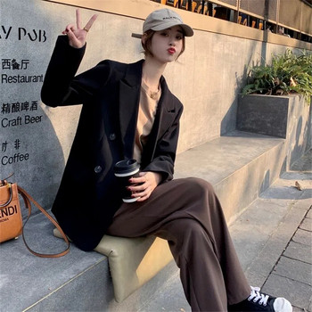 Ψεύτικο κοστούμι δύο κομματιών με κουκούλα Γυναικείο παλτό 2022 Νέο φθινοπωρινό κορεατικό φαρδύ μακρυμάνικο Casual Wild Office Blazer Μπουφάν γυναικείο outwear
