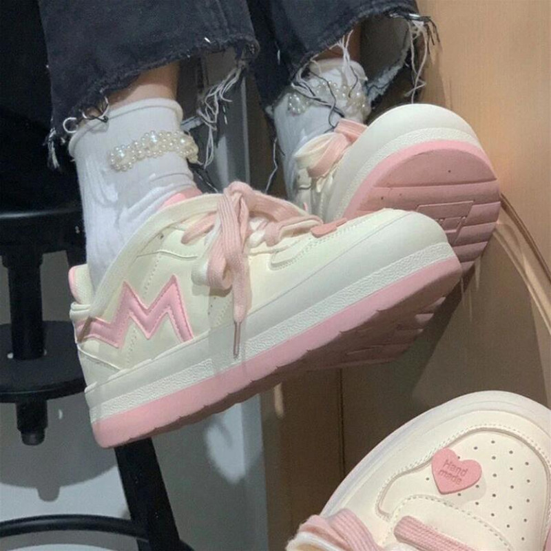 2023 Νέα ιαπωνική Casual καμβάς Kawaii Ροζ επίπεδη γυναικεία αθλητικά παπούτσια Πλατφόρμας Αθλητικά παπούτσια Vulcanize Running Lolita Tennis Fashion