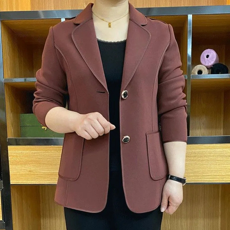 Γυναικείο σακάκι μέσης ηλικίας Mother`s 2023 Νέα φθινοπωρινή μόδα μακρυμάνικο casual μονόχρωμο φαρδύ σακάκι γυναικείο κοστούμι