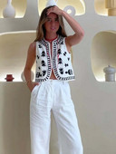 TRAF Vintage φλοράλ κέντημα γιλέκο Γυναικεία μπουφάν 2023 Καλοκαίρι Γυναικεία γιλέκα εθνικού στυλ για γυναίκες Χαλαρά μπλουζάκια με γιλέκο