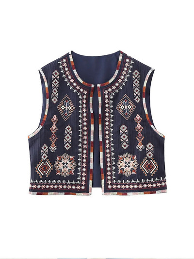 TRAF Vintage φλοράλ κέντημα γιλέκο Γυναικεία μπουφάν 2023 Καλοκαίρι Γυναικεία γιλέκα εθνικού στυλ για γυναίκες Χαλαρά μπλουζάκια με γιλέκο