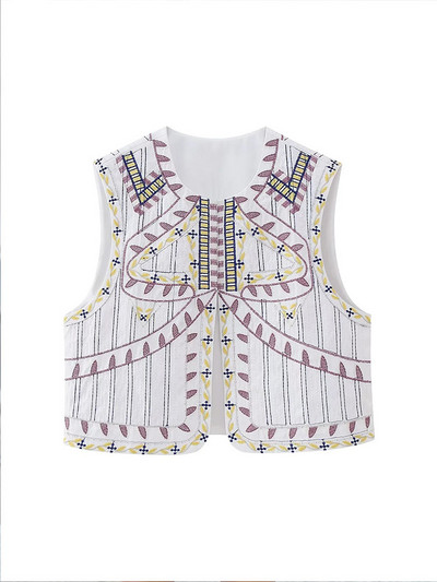 TRAF Vintage φλοράλ κέντημα γιλέκο Γυναικεία μπουφάν 2023 Καλοκαίρι Γυναικεία γιλέκα εθνικού στυλ για γυναίκες Χαλαρά μπλουζάκια με γιλέκο