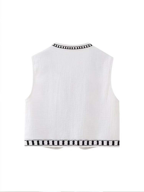 TRAF Vintage φλοράλ κέντημα γιλέκο Γυναικεία μπουφάν 2023 Καλοκαίρι Γυναικεία γιλέκα εθνικού στυλ για γυναίκες Χαλαρά μπλουζάκια με γιλέκο