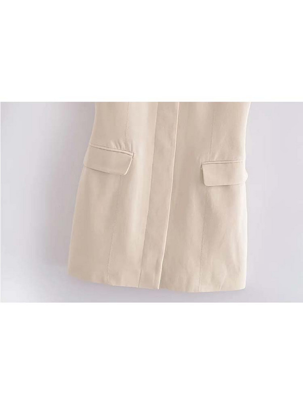 TRAF Γυναικεία Μακριά Γιλέκα Μόδα Ανοιγόμενη Πίσω Σχέδιο Γιλέκο Παλτό Vintage Αμάνικο Flap Τσέπες Γραφείο Γυναικείο Κομψό μπλουζάκι με γιλέκο