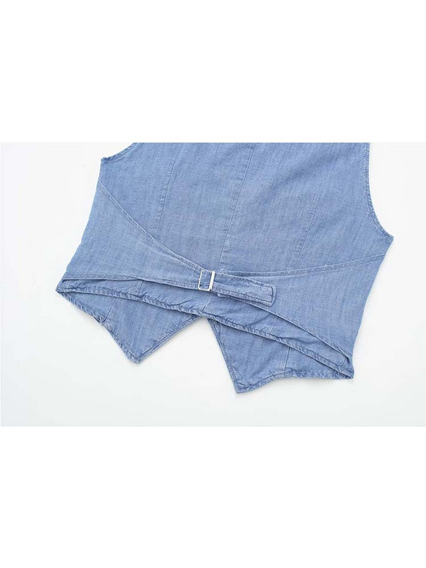 TRAF 2023 m. Nauja džinsinė ilga liemenė, moteriška, berankove moteriška liemenė, skirta vasarinei striukei su sagutėmis, Moteriška gatvės apranga, liekninančia liemene, moteriška