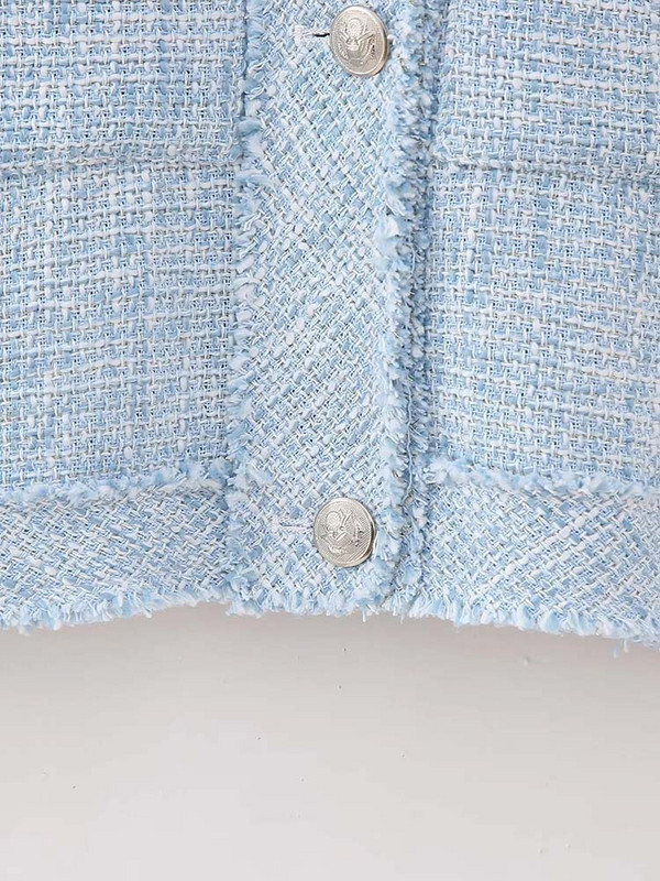 TRAF 2023 Νέο μπουφάν Γυναικεία Αμάνικα Γιλέκα για Γυναικεία Γιλέκο Y2K Καλοκαιρινό Κουμπί Γιλέκο με υφή Κομψά μικρά αρωματικά γυναικεία μπουφάν