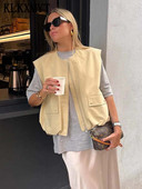 TRAF 2023 Νέο Cropped Γιλέκο για Γυναικείο Αμάνικο Σακάκι Γυναικείο Ruched φθινοπωρινό καθημερινό γιλέκο Γυναικείο γιλέκο streetwear Γυναικείο γιλέκο