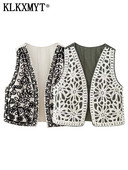 KLKXMYT TRAF Vintage tikandiga vestiga jakid naiste 2023. aasta sügisene naiste rahvuslikus stiilis vestid naistele vabaaja vestid