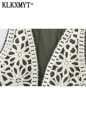 KLKXMYT TRAF Vintage γιλέκο κεντήματος Γυναικεία 2023 Φθινόπωρο Γυναικεία γιλέκα εθνικού στυλ για γυναίκες Casual μπλούζες με γιλέκο