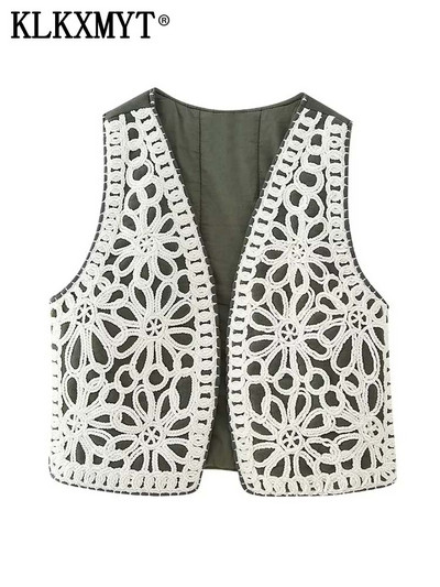 KLKXMYT TRAF Vintage tikandiga vestiga jakid naiste 2023. aasta sügisene naiste rahvuslikus stiilis vestid naistele vabaaja vestid