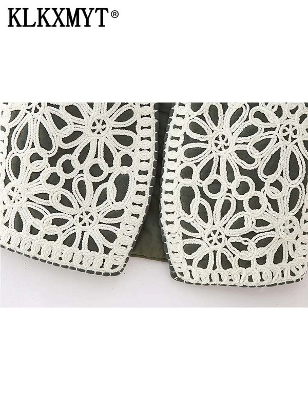 KLKXMYT TRAF Vintage tikandiga vestiga jakid naiste 2023. aasta sügisene naiste rahvuslikus stiilis vestid naistele vabaaja vestid