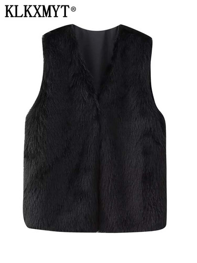 TRAF 2023 βελούδινα ζεστά αμάνικα γιλέκα για γυναίκες Φθινοπωρινό χειμωνιάτικο γιλέκο Γυναικεία ζακέτα παλτό Cropped γιλέκο Chic τοπ