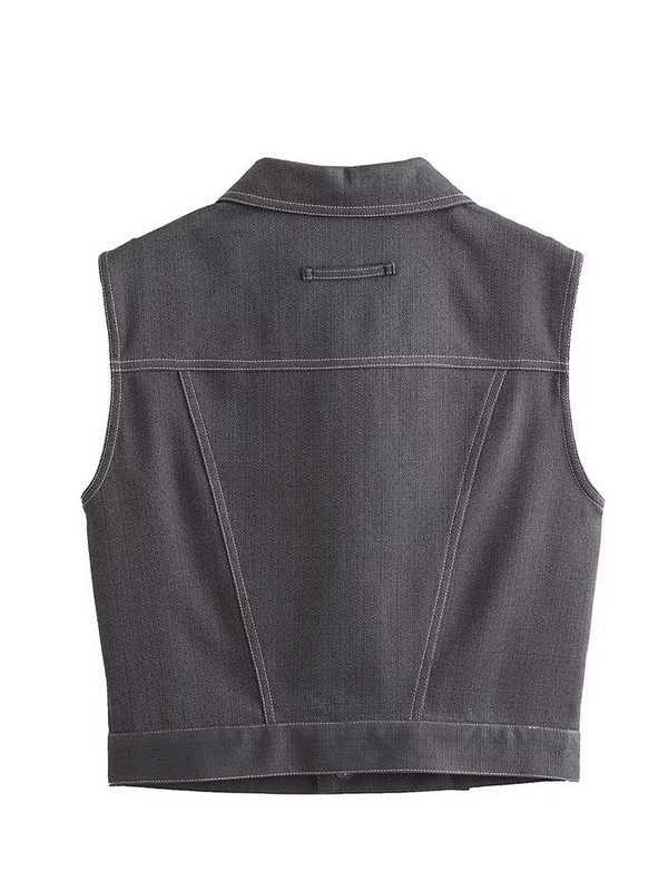 TRAF 2023 Νέο γυναικείο τζιν γιλέκο κομμένο αμάνικο γιλέκο για γυναίκες μαύρο καλοκαιρινό γιλέκο Γυναικείο ξεθωριασμένο γυναικείο τζιν γιλέκο