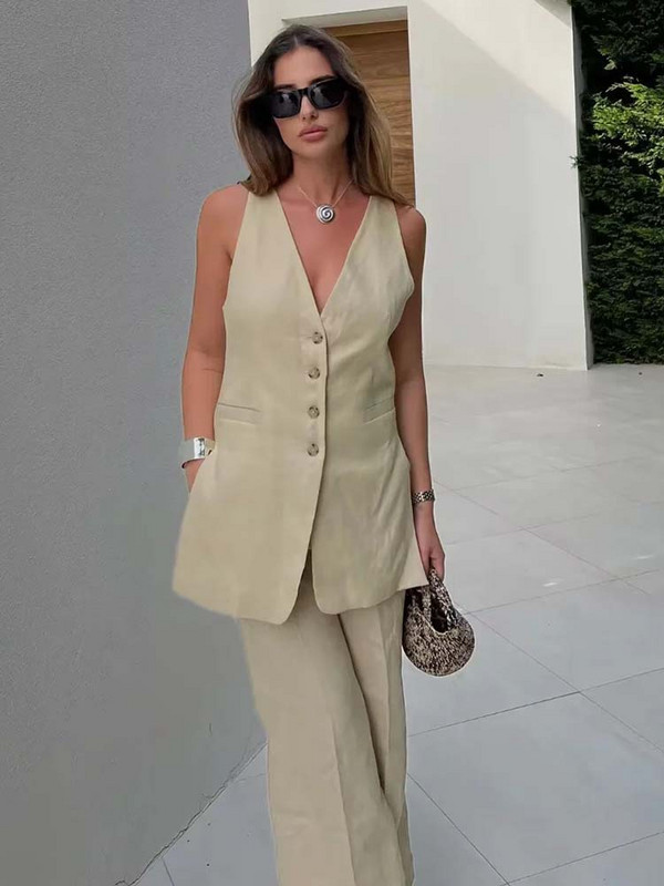 TRAF 2023 Νέο υπερμεγέθη μακρύ γιλέκο Γυναικεία αμάνικα γιλέκα για γυναίκες Καλοκαιρινό μπουφάν Γυναικείο μπουφάν Streetwear Φαρδύ γυναικείο γιλέκο