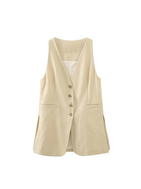 TRAF 2023 Νέο υπερμεγέθη μακρύ γιλέκο Γυναικεία αμάνικα γιλέκα για γυναίκες Καλοκαιρινό μπουφάν Γυναικείο μπουφάν Streetwear Φαρδύ γυναικείο γιλέκο