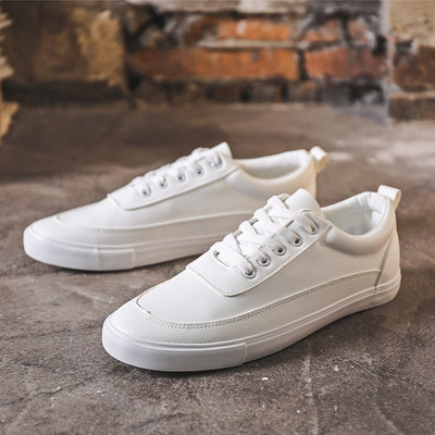 Ανδρικά παπούτσια Vulcanize Lace-up PU Δερμάτινα παπούτσια Casual Μασίφ λευκά πάνινα παπούτσια Χαμηλό τοπ Ανδρικά Flat παπούτσια Επιτραπέζια παπούτσια Zapatos De Hombre